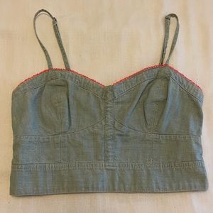American Eagle cropped denim cami small